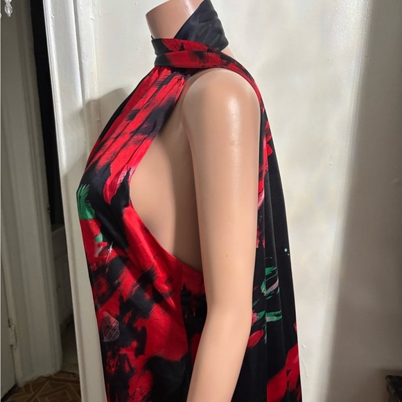 NWT CLUB L LONDON Nasira Black Floral Asymmetric Neck Open Back Mini Dress - Picture 11 of 16